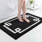 HOMEIDEAS Bathroom Rug, Soft and Water Absorbent Bath Mat, Non-Slip Fluffy Plush Microfiber Carpet for Tub and Shower (Black and