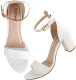 Shoetopia Womens/Girls White Woven Design Block Heels Sandals,White,6,B09NC1DVTD