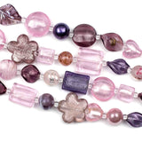 Cherry Blossom Beads Handmade Murano Style Lampwork Glass Pink and Purple Mixed Beads 8 - Bulk 4 Assorted Strands