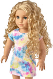American Girl Truly Me 18-Inch Doll #115 With Gray Eyes, Curly Blonde Hair, Light Skin, Tie Dye T-Shirt Dress, For Ages 6+