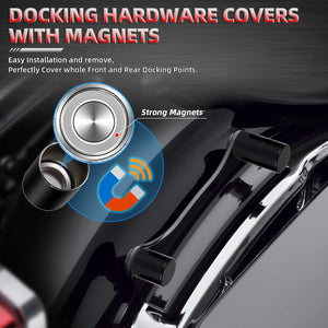 Amazicha Vivid Black 4 Point Docking Hardware Kit , 4 PCS Docking Hardware Covers Compatible for Harley Davidson Touring Street
