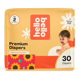 Hello Bello Diapers, Size 2 (10-16 lbs) Flower Child, 30 Count of Premium Disposable Baby Diapers, Hypoallergenic with Soft, Clo