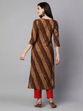 Gosriki Women'S Cotton Blend Straight Printed Kurta With Pant Set (Badiya Beige-Nw-Gs_L_Beige_Large),Beige,,B0CK5W6HJM