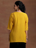Libas Women'S Cotton Blend Woven Design Straight Kurti (26886R Mustard Mustard L