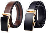 Zacharias MenS Faux Leather Belt (Gr64_Black & Brown) (Free Size_Pack Of 2)