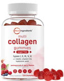 Micro Ingredients Multi Collagen Peptides, 120 Collagen Gummies | Type I,II,III,V,X Protein with Biotin, Hyaluronic Acid, & Vita
