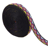 GORGECRAFT 10.94 Yards Ethnic Jacquard Ribbon Embroidered Ribbon 3/4 Inch Wide Purple Red Geometric Rhombus Woven Trim Fringe or