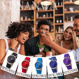 yunanwa 10 Pack Women Men Unisex Platinum Watches Roman Leather Band Analog Quartz Wrist Watch