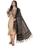 Gosriki Women'S Rayon Viscose Straight Embroidered Kurta With Pant & Dupatta (Soul Chiku-Vks01-Gs_L_Beige_Large),Beige,,B0DTK6V6YM