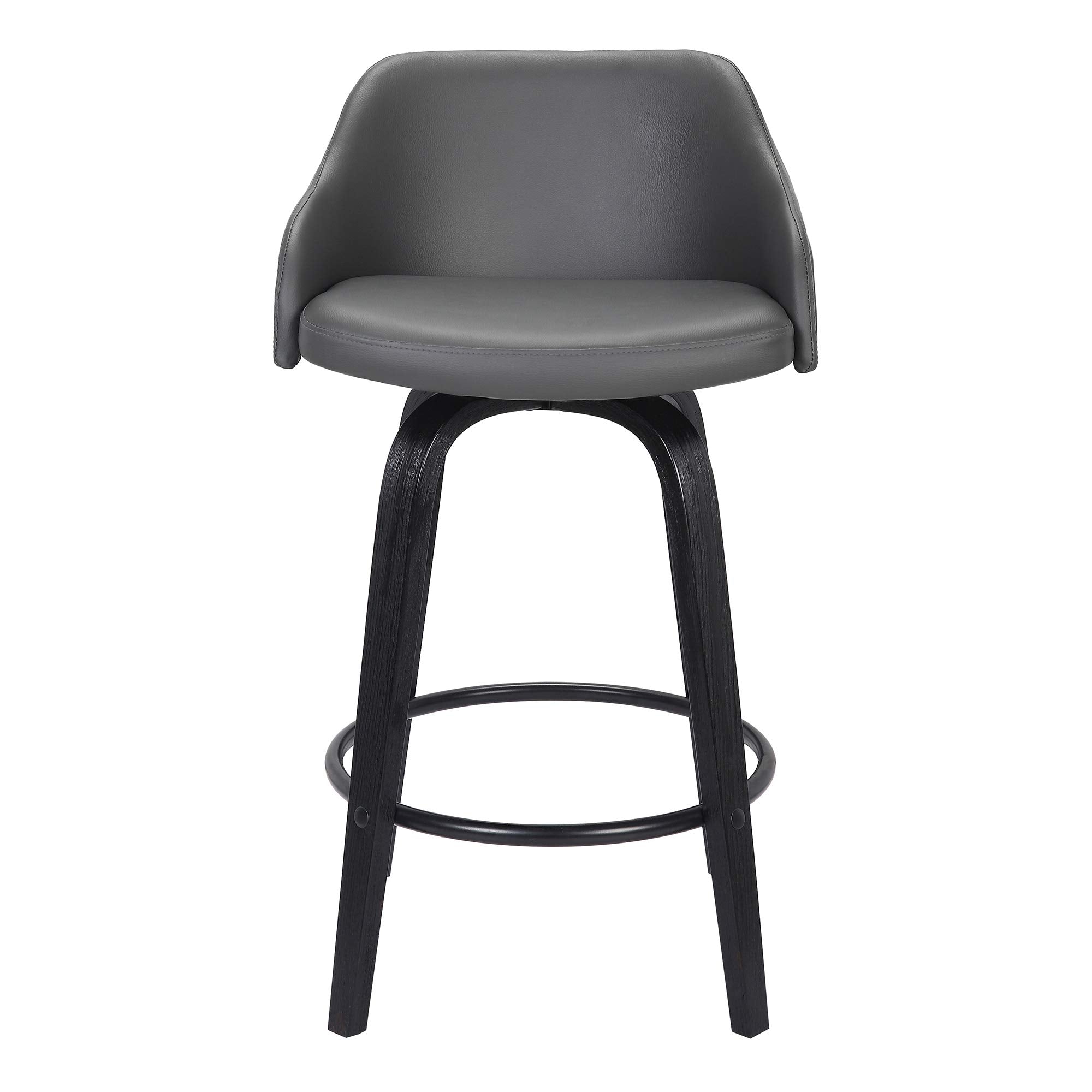 Alec Faux Leather Swivel Barstool, 30 Bar Height, Black And Gray