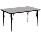 Flash Furniture Wren 36W x 72L Rectangular Grey HP Laminate Activity Table - Height Adjustable Short Legs