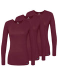 Adar Underscrubs for Women 3 Pack Long Sleeve Underscrub Comfort Tee 2903 Burgundy M