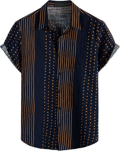 Anni Designer Men'S Cotton Blend Digital Printed Stitched Half Sleeve Shirt (Unis Blue-Nw_M_Blue_Medium),Blue,M