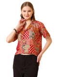Wedani Rayon Floral Regular Fit Shirt For Women,Red,M