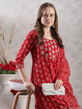 Anni Designer Women'S Rayon Blend Printed Straight Kurta With Pant & Dupatta (Mau Red-Vks02_L_Red_Large),Red,L,,,