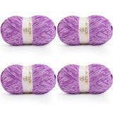 BATELO Velvet Chenille Yarn for Crocheting & Knitting 1440 Yards, Soft Thick Fluffy Bulky Blanket Yarn, 4 Pack of 10.5oz (Purple