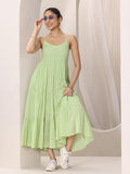 Libas Women'S Cotton Fit And Flare Midi Dress (29579_Light Green_S)