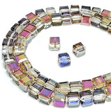 Chengmu 6mm Cube Rose Purple Glass Beads for Jewelry Making 270pcs Faceted Square Crytal Spacer Beads for Bracelet Necklace Earr