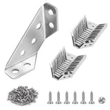 PlusRoc 24-Pack Universal Stainless Steel Furniture Corner Connectors with Screws - Heavy Duty Triangular Support Brackets for W