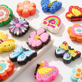 BERMRO 20pcs Silicone Focal Beads Flower&Butterfly Random Focal Beads Bulk for Bead Pens Jewelry Bracelet Making DIY Crafts Proj