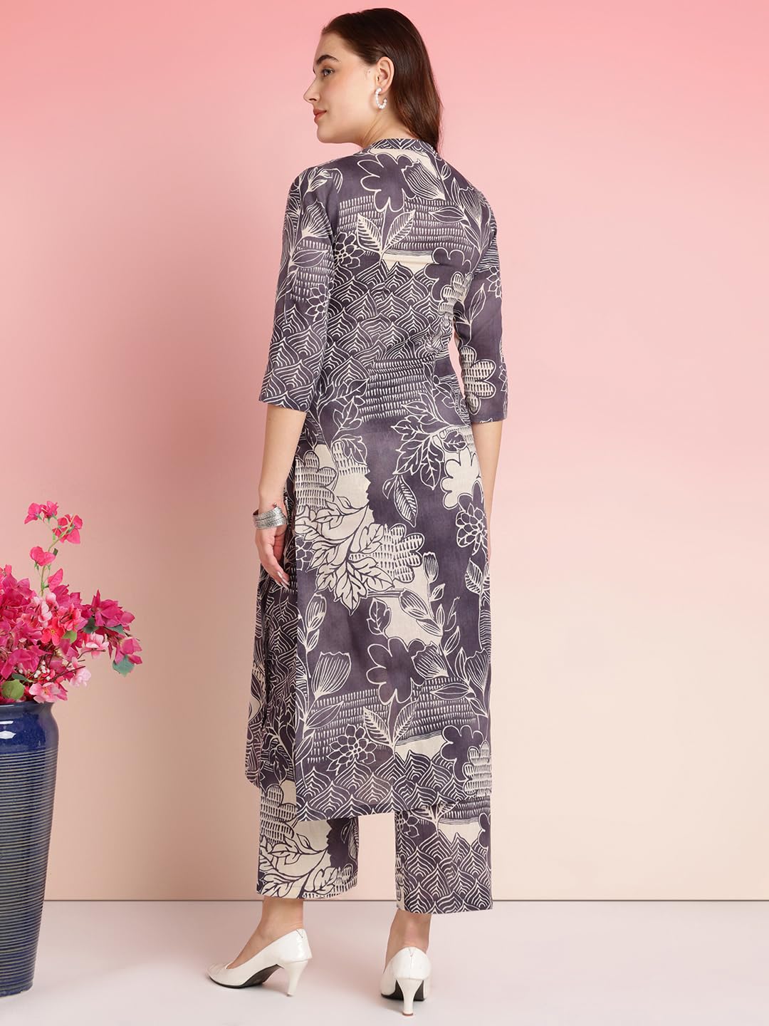 Gosriki Women'S Rayon Blend Straight Printed Kurta With Pant (Tomsk Purple-Gs_L_Purple_Large),Purple,,B0DRNNGRPJ