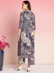 Gosriki Women'S Rayon Blend Straight Printed Kurta With Pant (Tomsk Purple-Gs_L_Purple_Large),Purple,,B0DRNNGRPJ