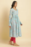 W For Woman Women'S Cotton Floral Kurta, Slim Pant & Dupatta (23Auws19709-121086_Sky Blue Sky Blue M