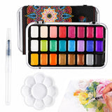 HASTHIP 24 Color Metallic Watercolor Paint Set Shimmering Solid Pigments