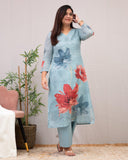 Gosriki Women'S Rayon Viscose Straight Printed Kurta With Pant (Susan Sky-Vks01-Gs_5Xl_Sky Blue_Xxxxx-Large),Sky Blue,5,B0DT76BCQ7