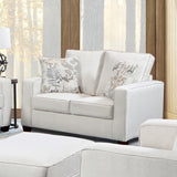 American Furniture Classics Relay Linen Loveseat With Two Throw Pillows Sofas, Soft Washed Cream Tweed