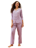 Clovia Womens Cotton Classy Checks Button Me Up Shirt & Pyjama Set (LS0385P12_Purple_M)
