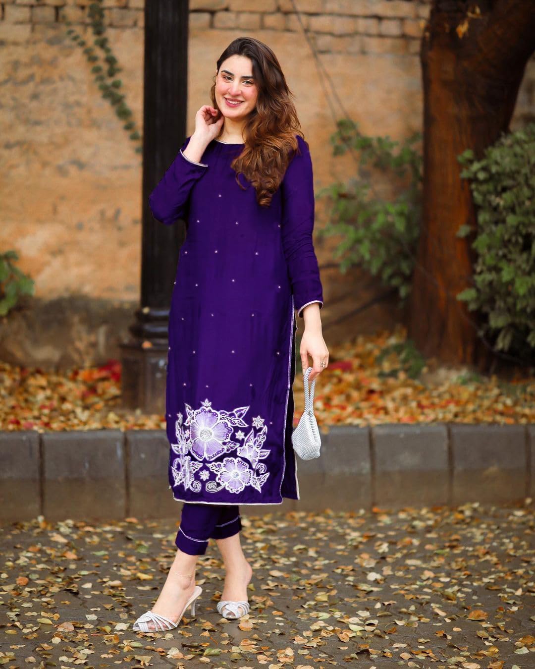 Anni Designer Women'S Rayon Straight Embroidered Kurta With Pant Set (Pital-Blue-Nw_S_Blue_Small),Blue,S,Rayon,Regular,Kurta