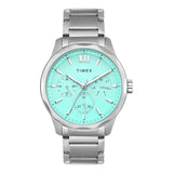 Timex Analog Watch For Man With Blue Round Dial & Silver Stainless Steel Bracelet Band Water Resistant Men'S Wrist Watches - Tw0