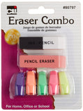 Charles Leonard Pencil Eraser Combo Pack, Includes 1 Pen/Ink Eraser, 1 Pink Pencil Eraser and 5 Pencil Cap Erasers, 7Pack (8079