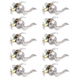 Gobrico 10 Pack Satin Nickel No Locking Wave Levers Handles, Passage Door Interior Hall Closet Door Knobs Reversible for Hall an