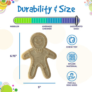 Sodapup Gingerbread Man - Durable Dog Chew Toy Made In Usa From Non-Toxic, Pet Safe, Food Safe Nylon Material For Mental Stimula