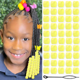 VENOFEN 50PCS Yellow Hair Beads Gradient Dreadlock Beads Loc Jewelry for Braids Cute Acrylic Pony Bead for Kids Girls Hair Braid