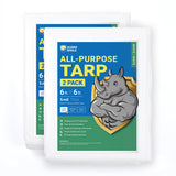 GUARD SHIELD Tarp White 6x6 Feet Multi Purpose Waterproof Poly Tarp Cover 5mil (2-Pack)