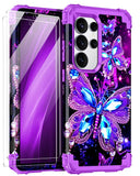 Miqala for Galaxy S25 Ultra Case,Glow in The Dark Three Layer Heavy Duty Shockproof Full Body Hard Plastic Bumper+Soft Silicone 