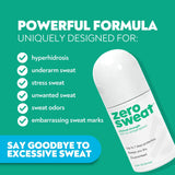 ZeroSweat Antiperspirant Deodorant clinical Strength Hyperhidrosis Treatment - Reduces Armpit Sweat 12 FlOz