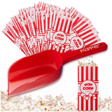 Poppys Plastic Popcorn Scoop Bundle 200 Bags and Plastic Popcorn Scooper, Popcorn Machine Accessories for Popcorn Bars, Movie