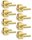 Asidrama 8 Pack Privacy Brushed Gold Door Handles, Door Lever with Door Knobs Indoor for Bedroom or Bathroom, Heavy Duty Door Ha