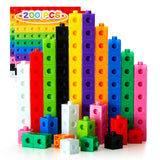 QUYSK Set of 200 Kids Linking Cubes for Math, STEM Connecting Cubes Math Manipulatives Kids Counting Blocks for Classroom Learni