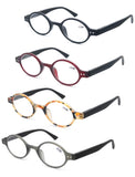 MODFANS 4 Pack Round 2.75 Reading Glasses Women Men,Retro Matte Frame Comfortable Spring Hinge-Lightweightest Readers Suitable W