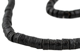 The Bead Chest Ghana Sandcast Beads - Full Strand of African Powder Glass Beads (8mm, Black) - Single 24 Strand