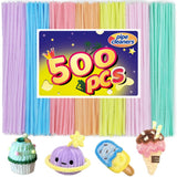 Bundooraking Craft Pipe Cleaners,Chenille Stems for Art and Craft Projects, Flower DIY Decorations, Art Supplies (500pcs Macaron