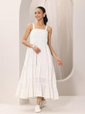 Libas Women'S Cotton Fit And Flare Midi Dress (29602_Off White_M)