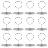 12-Pack of 2.25 Table Number Holder, Menu, and Place Card Stands | Tabletop Stainless Steel Ring-Clip Card Markers & Photo Hol