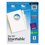 Avery 11122 Big Tab Insertable Dividers, 81/2Inch x 11Inch , Clear Tabs, 5 Tabs/Set