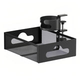 Lumclaw Cup Holder Under Desk Drawer 360 Swivel Cclamp Mounting Mesh Storage Box Spillproof Easy Install Table Management Tray